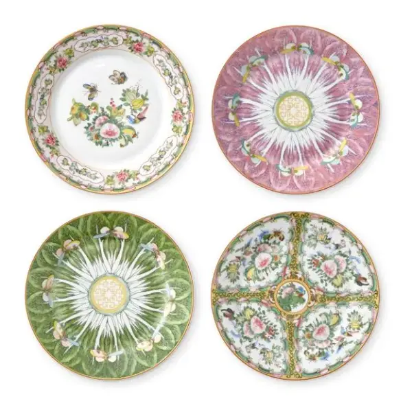 Famille Rose Mixed Salad Plates, Set of 4