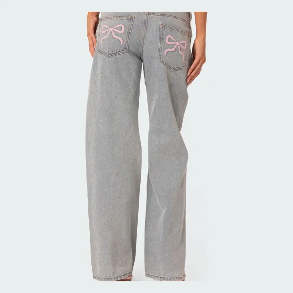 Bow Pocket Relaxed Jeans