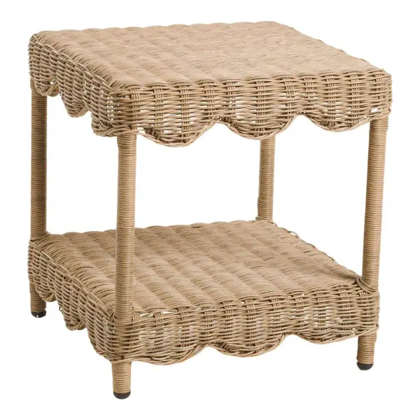 Wicker Outdoor Scalloped Accent Table
