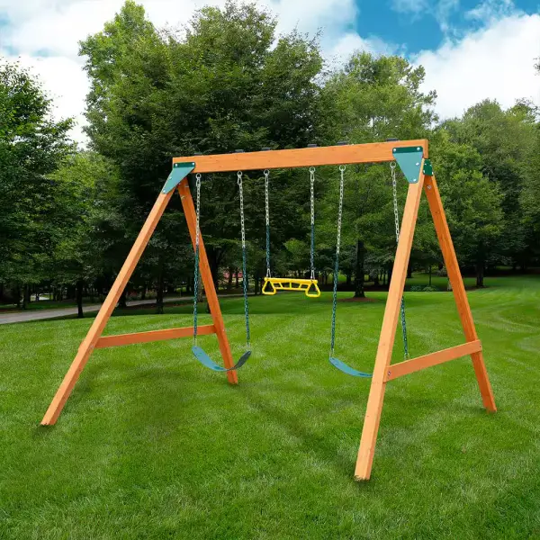 Gorilla Playsets DIY A-Frame Wooden Outdoor Swing Set with Swings and Trapeze Bar 01-1104 - The Home Depot