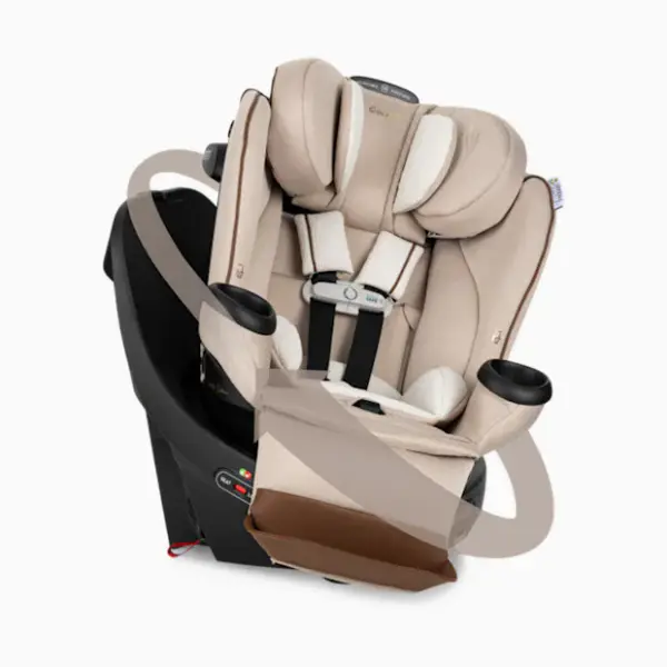 Evenflo Gold Revolve 360 Extend Rotational All-in-One with SensorSafe - Champagne With Green & Gentle Fabric
