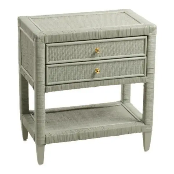 Woven Rattan 2 Drawer Accent Table