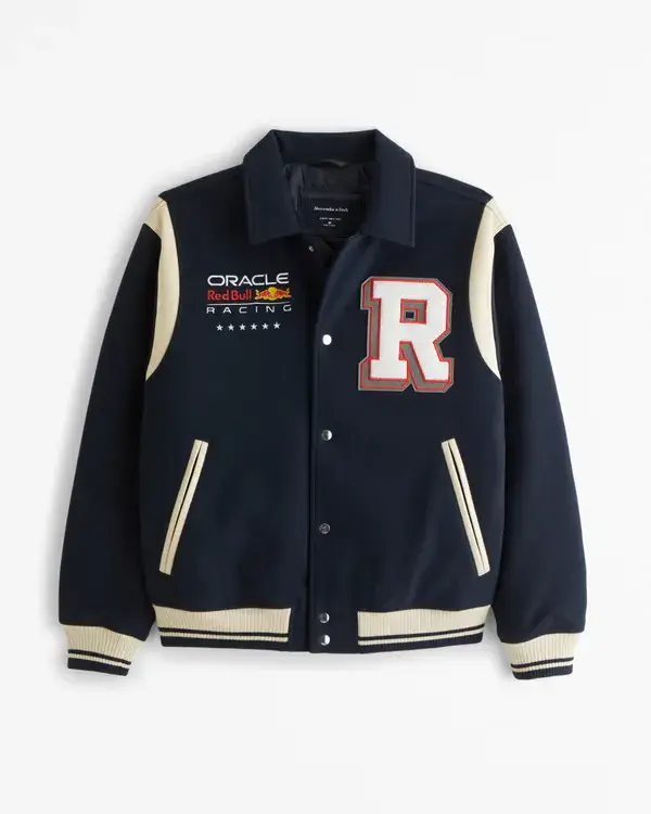 Men's Oracle Red Bull Racing Varsity Bomber Jacket | Men's Coats & Jackets | Abercrombie.com