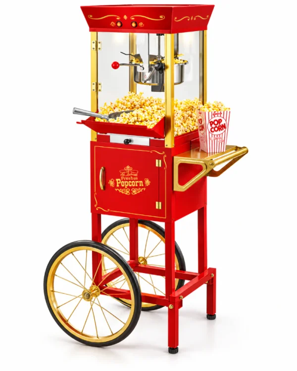 Nostalgia Vintage Professional 8 Oz Kettle Red Popcorn Machine Cart with Interior Light, Measuring Spoons and Scoop CCP-510 - The Home Depot