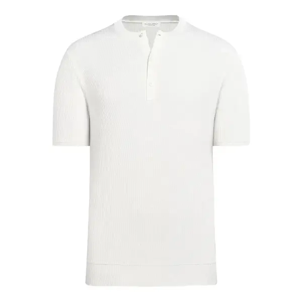 Ribbed Short Sleeve Henley Top