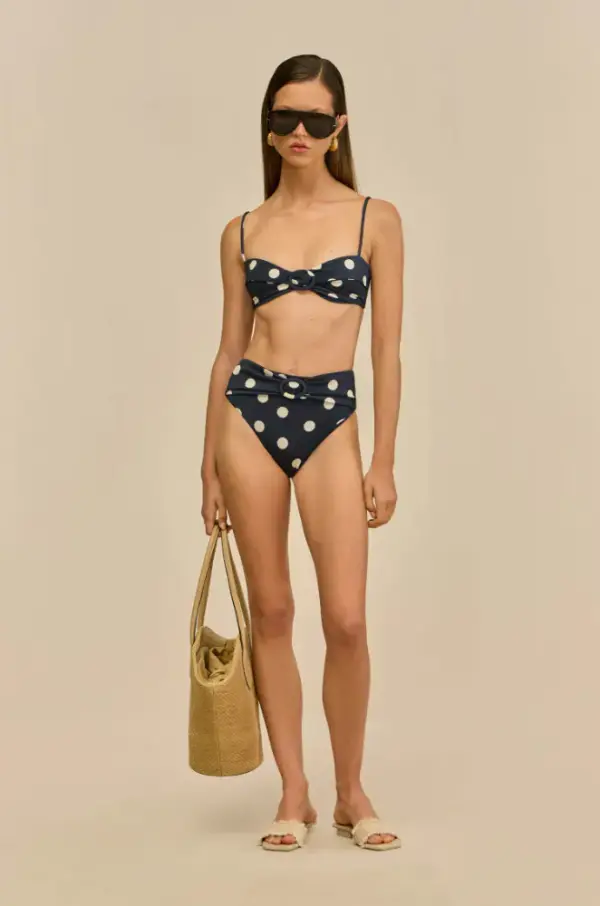 ALOUETTE BIKINI BOTTOM - SMALL DOT DEEP LAKE