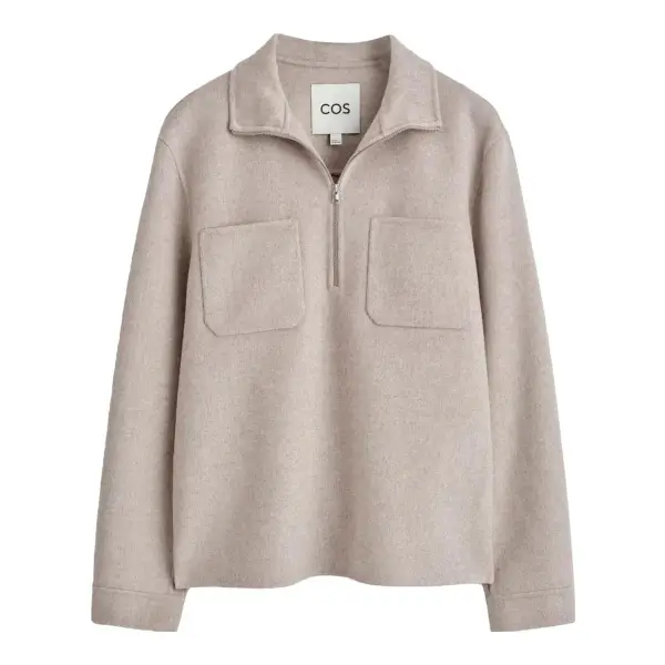 Double-Faced Wool Zip-Up Sweatshirt