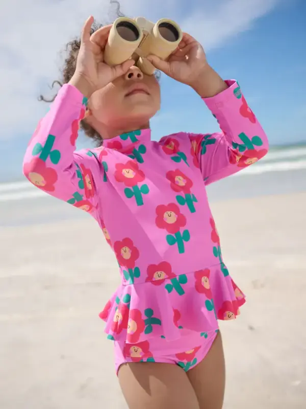 Pink Stampy Floral Sunsafe Swim Set (3mths-7yrs)