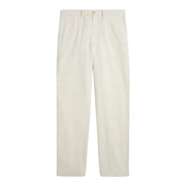 Straight Fit Linen Cotton Blend Pant