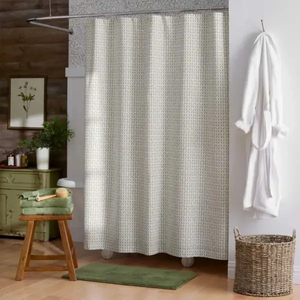 Mini-Prints Garment Washed Cotton Percale Shower Curtain