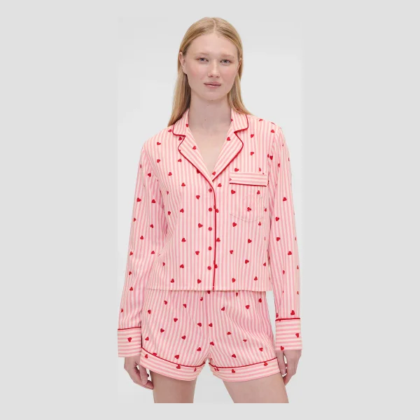 Gap × Summer Fridays Relaxed Flannel Hearts PJ Shirt