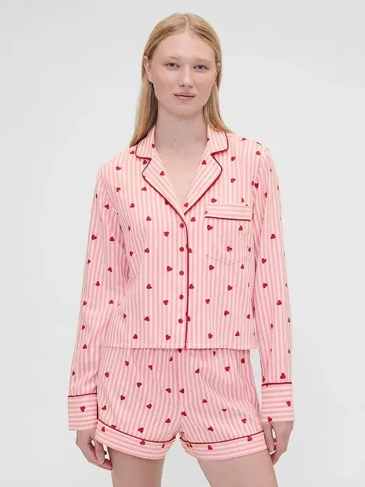 Gap × Summer Fridays Relaxed Flannel Hearts PJ Shirt