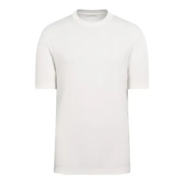 Jacquard Short-Sleeve Crewneck Top