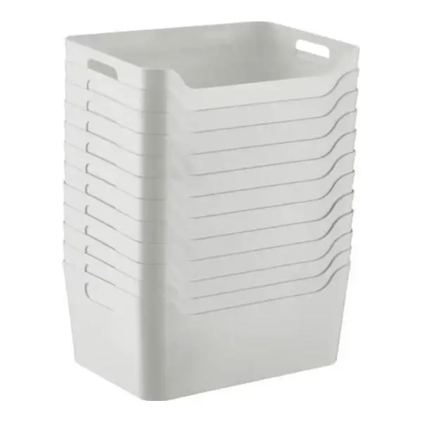 Case of 12 Medium Plastic Storage Bin with Handles