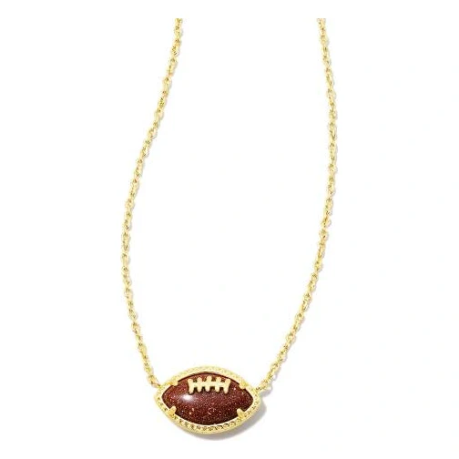 Football Gold Short Pendant Necklace in Orange Goldstone