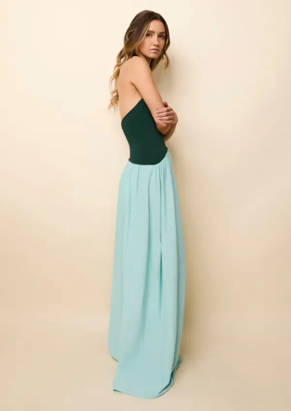 Halter Soglio Dress Evergreen / Sky