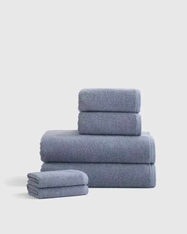 Turkish Ribbed Quick Dry Bath Towel Bundle in White