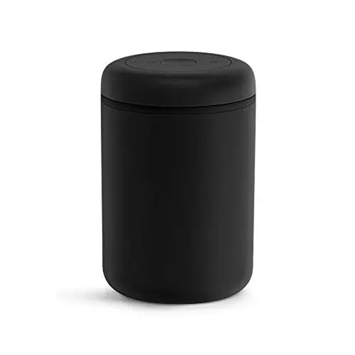 Fellow Atmos Vacuum Coffee Canister – 1.2L Stainless Steel Airtight Food Storage Container for Coffee Beans, Ground Coffee, Tea & Spices – Vacuum Seal Preserves Freshness – Matte Black