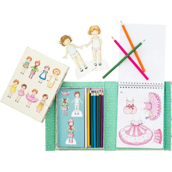 Tribe: Paper Dolls Kit - Vintage - Stickers & Colored Pencils