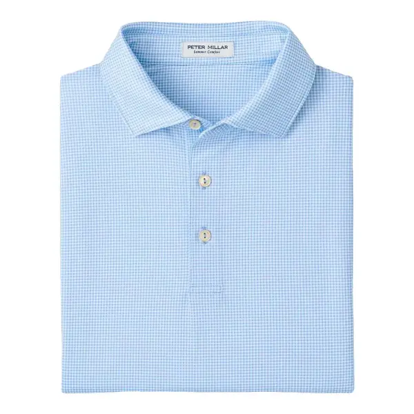 Gingham Performance Jersey Polo Top