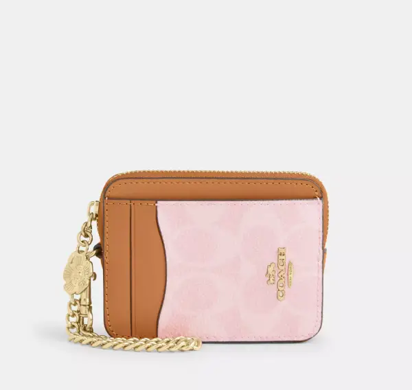 Zip Card Case In Signature Canvas With Charm