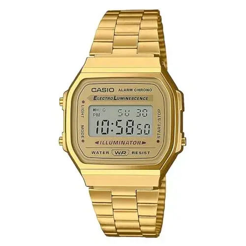 Casio Vintage Retro Gold Digital Dial Stainless Steel Unisex Watch A168WG9UR