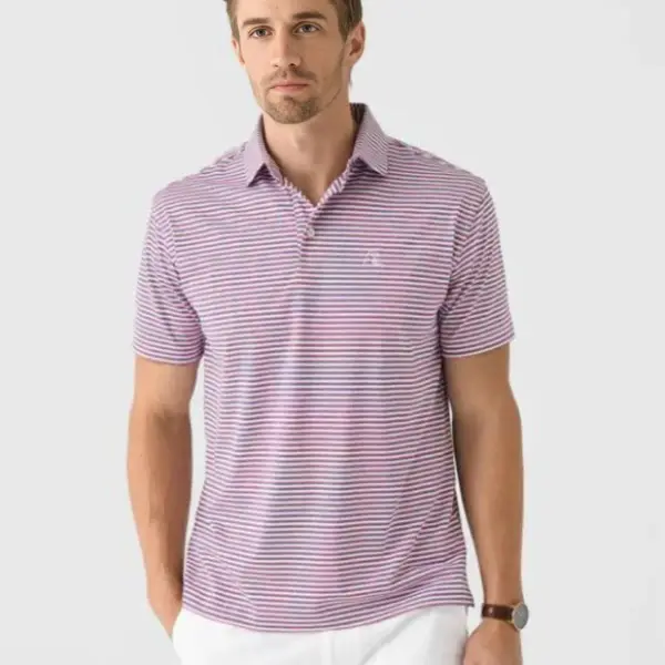The Spacious Skies Heather Stripe Performance Polo