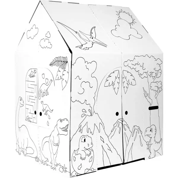 Cardboard Coloring Playhouse House - Kids Art & Craft for Indoor & Outdoor Fun