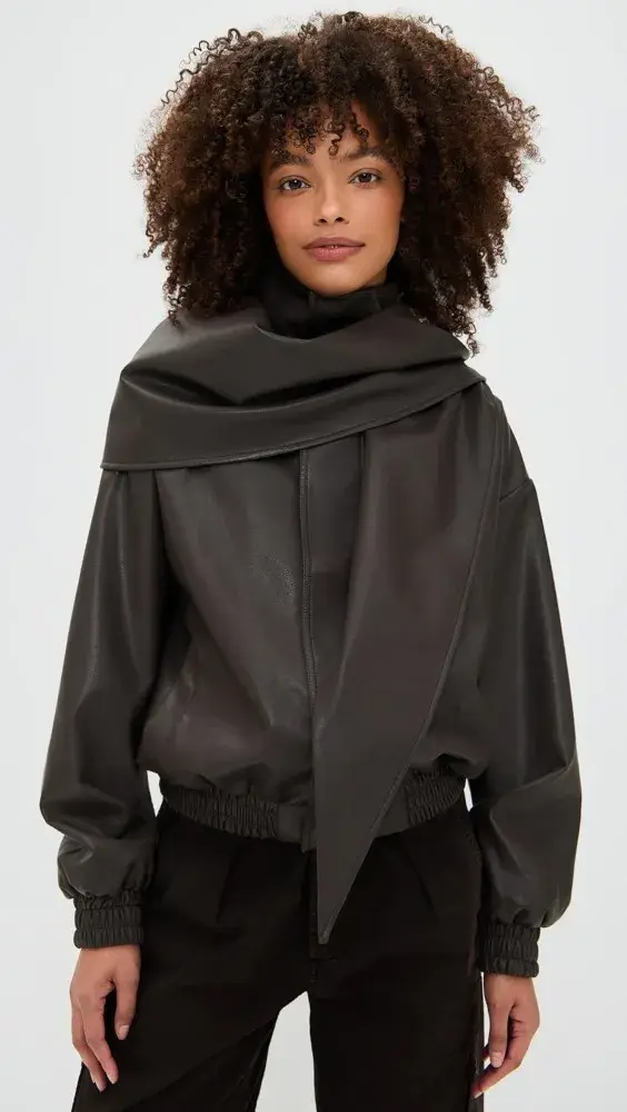 Pixie Market Leather Scarf Bomber Jacket | Shopbop