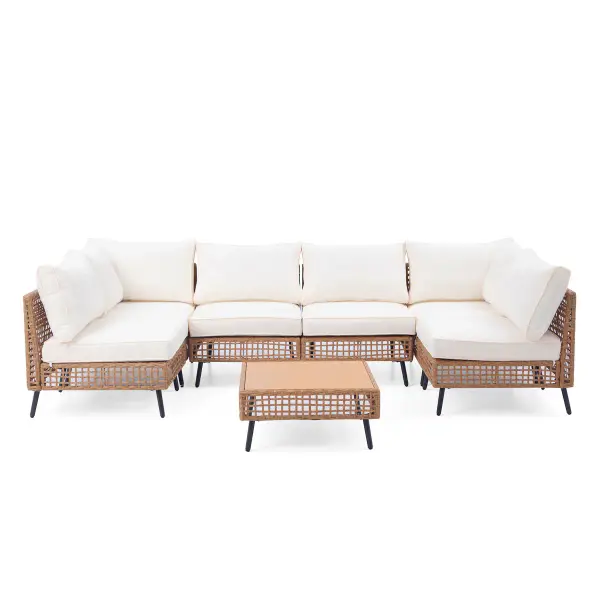 Coriena 6 - Person Premium Patio Wicker Sectional Seating Group with Cushions
