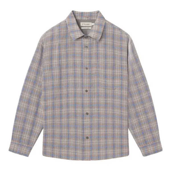 Linen Blend Plaid Shirt 