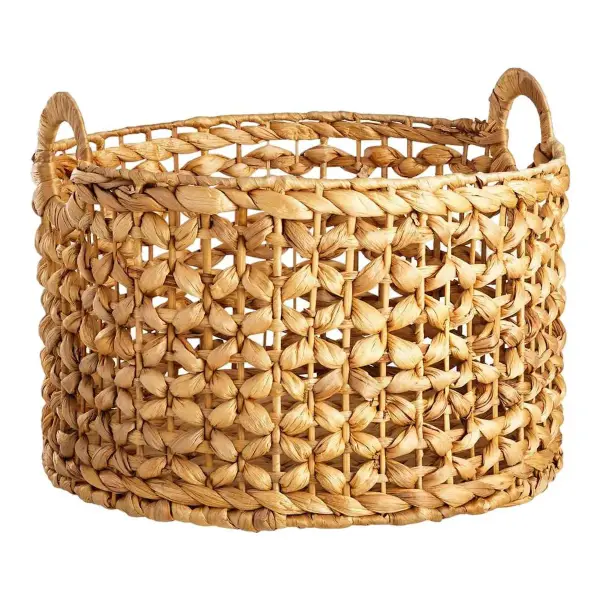 Edith Round Water Hyacinth Basket, Medium
