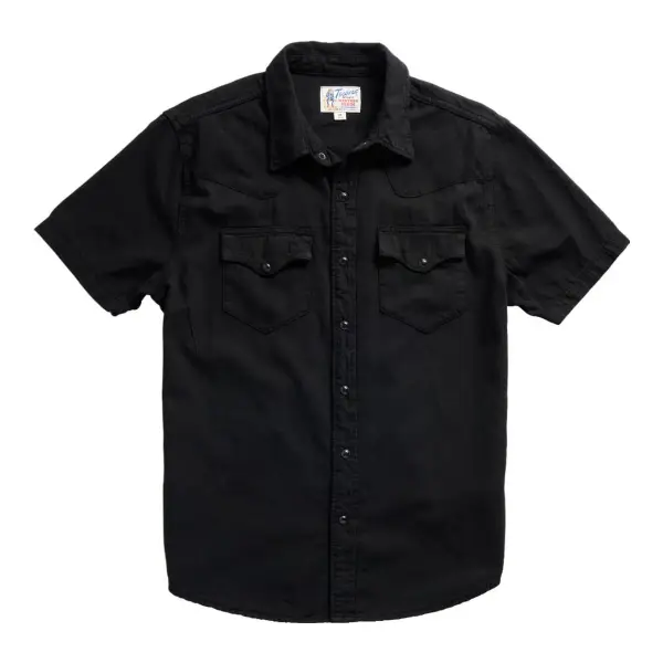 Denim Short Sleeve Pearl Snap