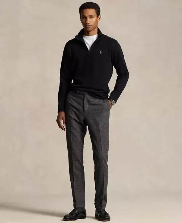 Men's Estate-Rib Cotton Quarter-Zip Sweater
