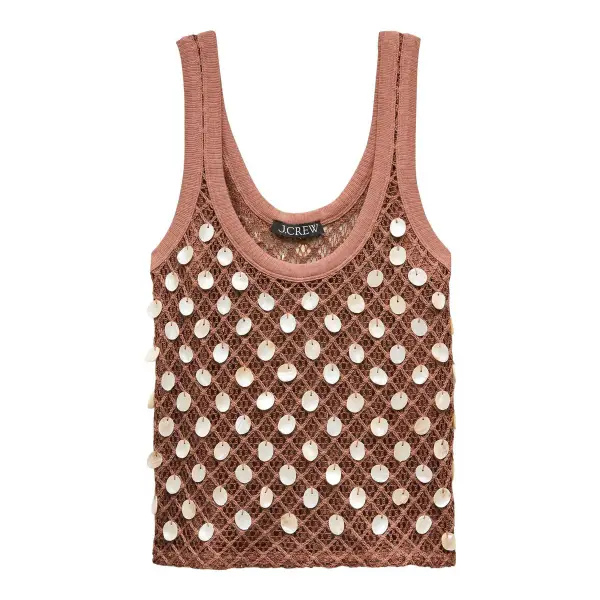 Crochet Shell-Embroidered Tank Top