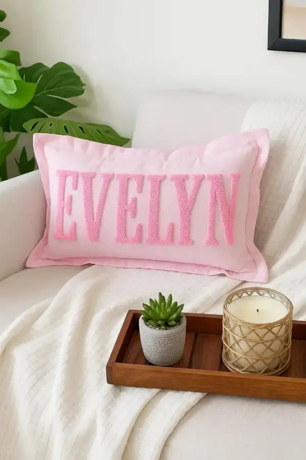 Personalized Monogram Pillow Cover, Custom Punch Needle Embroidered Initials, Unique Wedding or Anniversary Gift for Couples, New Home Gift