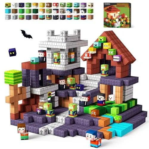 GobiDex 100PCS Magnetic Blocks Game-Based Kid Building Toys for Boys Girls 3+, Build MagWonder World with Zomblock Magnets Cubes, Upgraded STEM Game Sensory Gift for Birthday