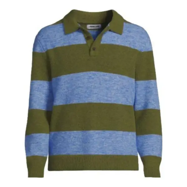 Men's Long Sleeve Fuzzy Sweater Polo