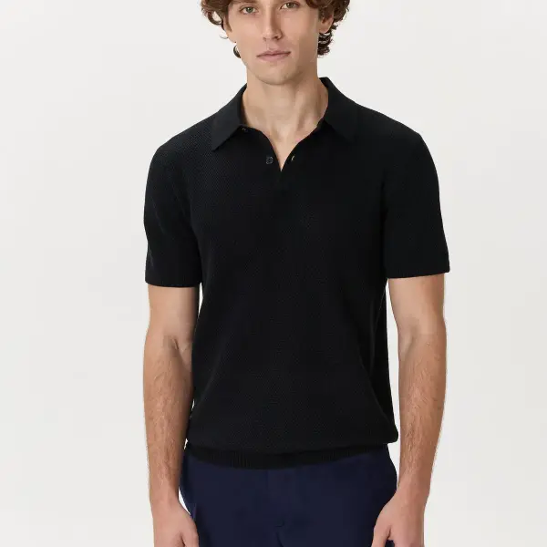 100% Organic Cotton Mesh-Stitch Sweater Polo 