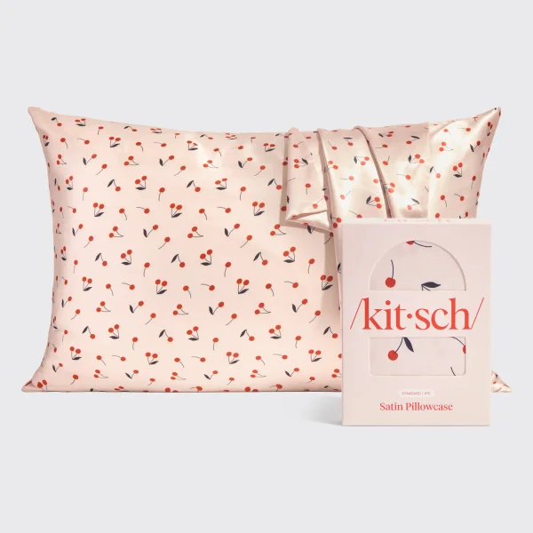 Satin Pillowcase in Cherry Print