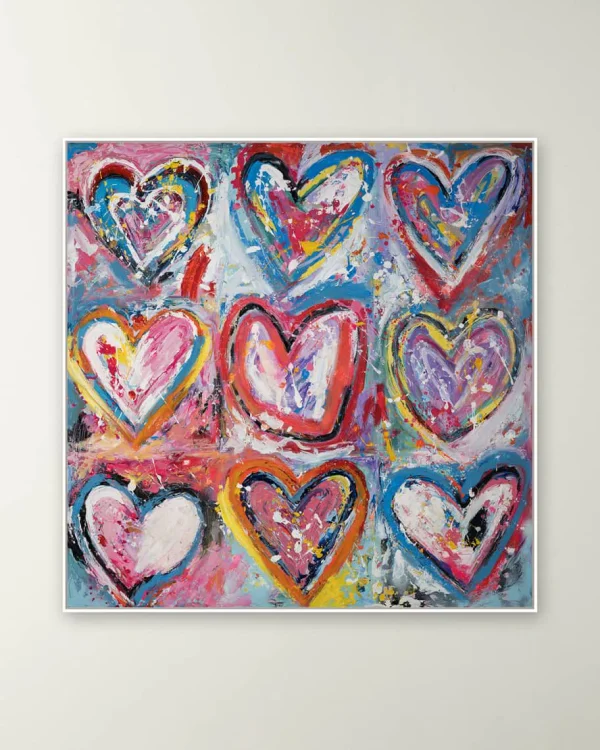 "9 Hearts" Giclee in White Floater Frame by Lara Brooke