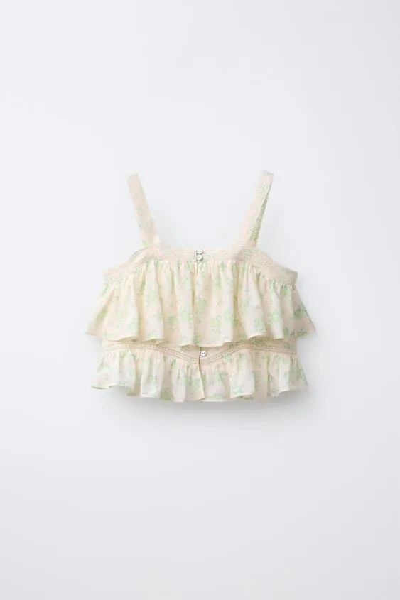 DOUBLE RUFFLE FLORAL TOP