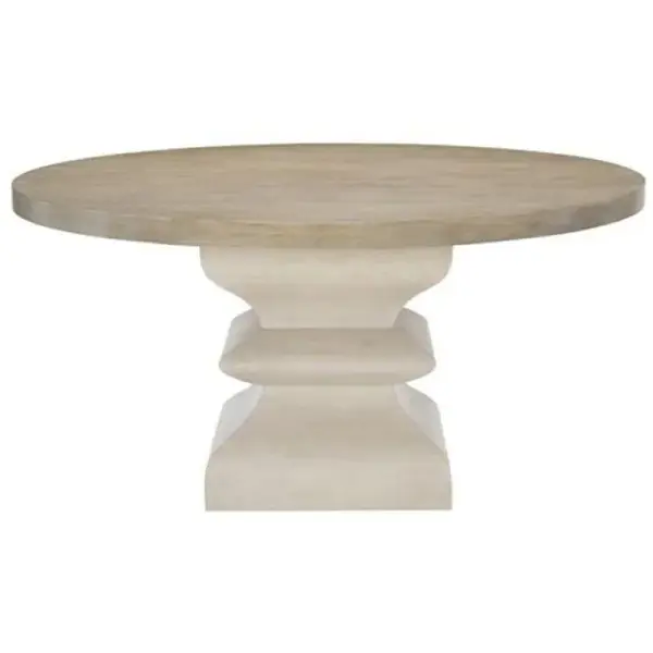 Sarabeth Modern French Brown Wood White Hexagon Pedestal Round Dining Table