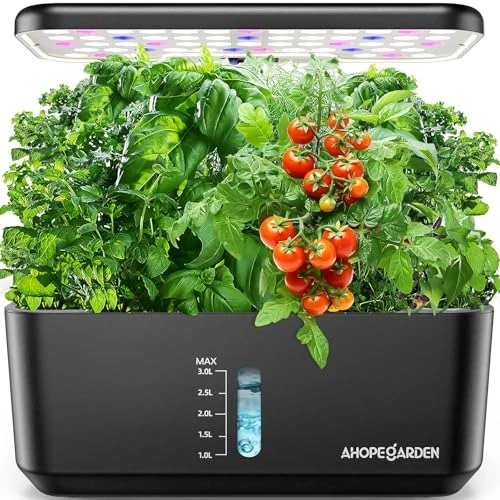 Ahopegarden Indoor Garden Hydroponics Growing System: 10 Pods Kit with LED