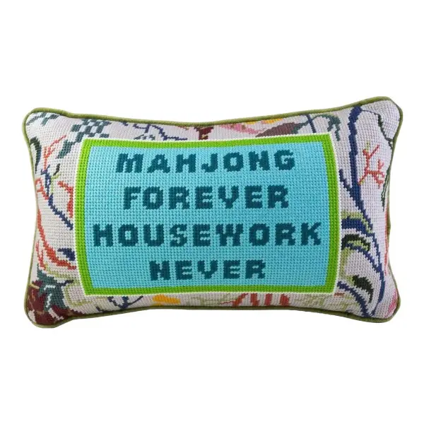 Mahjong Needlepoint Pillow