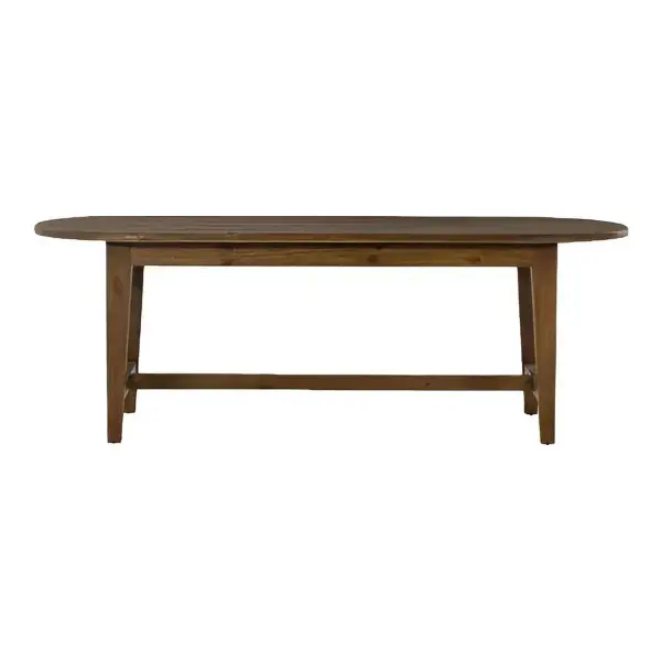 Nayden Rustic Lodge Brown Pine Wood Oval Trestle Dining Table - Small - 86.5"W