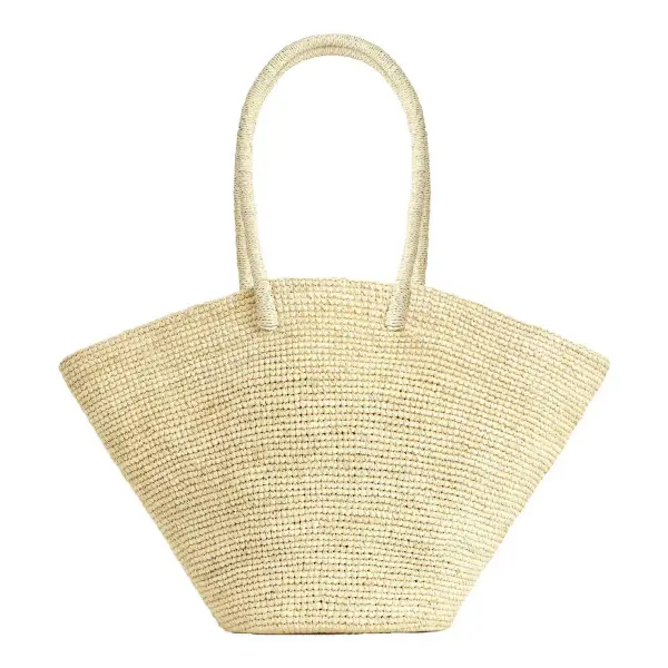 Hand-Woven Market Tote Bag - Straw
