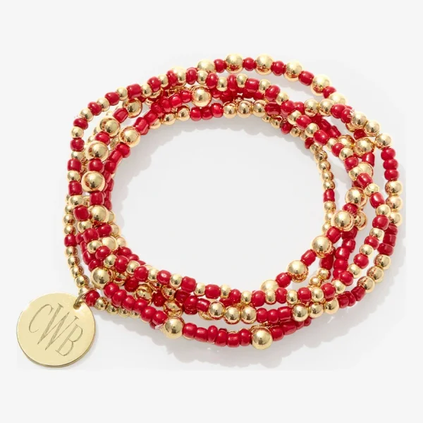 Monogrammed Gameday Bracelet Stack | Crimson