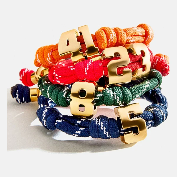Knotty Varsity Number Custom Bracelet - Cherry Red Single Digit