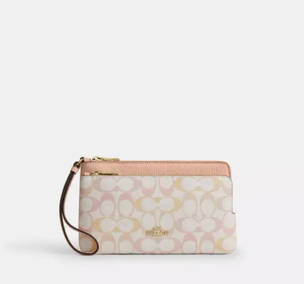 Double Zip Wristlet In Signature Canvas
